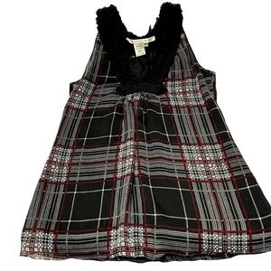 Max Studio Plaid Ruffle Striped Tank | Women's XS